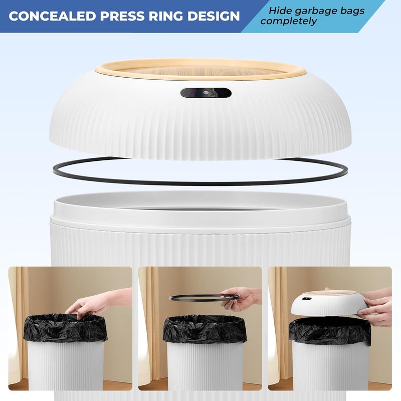 Pukomc Smart Sensor Wastebasket, Convenient and Hygienic Easy to Use, Technology Sensor Waterproof Wastebasket Plastic Trash can for Kitchen, Bathroom, Bedroom, Living Room, Office and Outdoor - Image 2